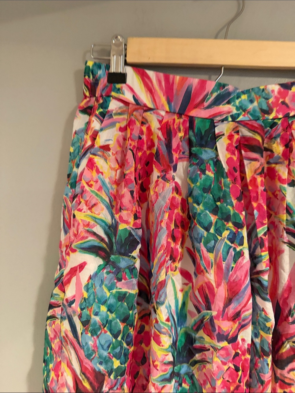 J. Crew Multicolor Pineapple-Print Midi Skirt
